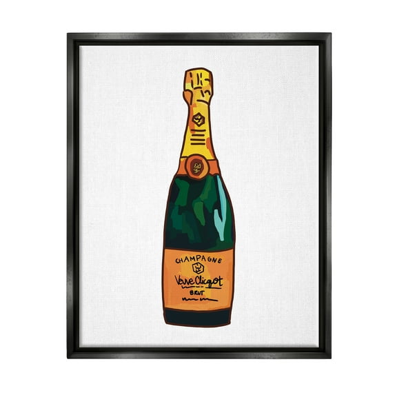 Stupell Industries Classy Champagne Wine Bottle Kitchen Bar Beverage Graphic Art Jet Black Floating Framed Canvas Print Wall Art, Design by Amelia Noyes