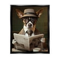thumbnail image 1 of Stupell Industries Classy Dog with Newspaper Animals & Insects Painting Black Floater Framed Canvas Art Print Wall Art, 25 x 31, 1 of 10