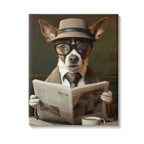 Stupell Industries Classy Dog with Newspaper Animals & Insects Painting Gallery Wrapped Canvas Art Print Wall Art, 16 x 20