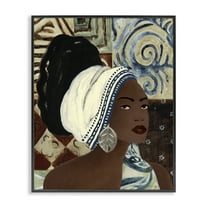 Stupell Industries Classy Earth Tones Portrait Portrait Painting Black Framed Art Print Wall Art, 11 x 14