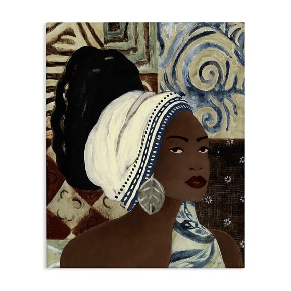 Stupell Industries Classy Earth Tones Portrait Portrait Painting Wrapped Canvas Canvas Art Print Wall Art, 36 x 48