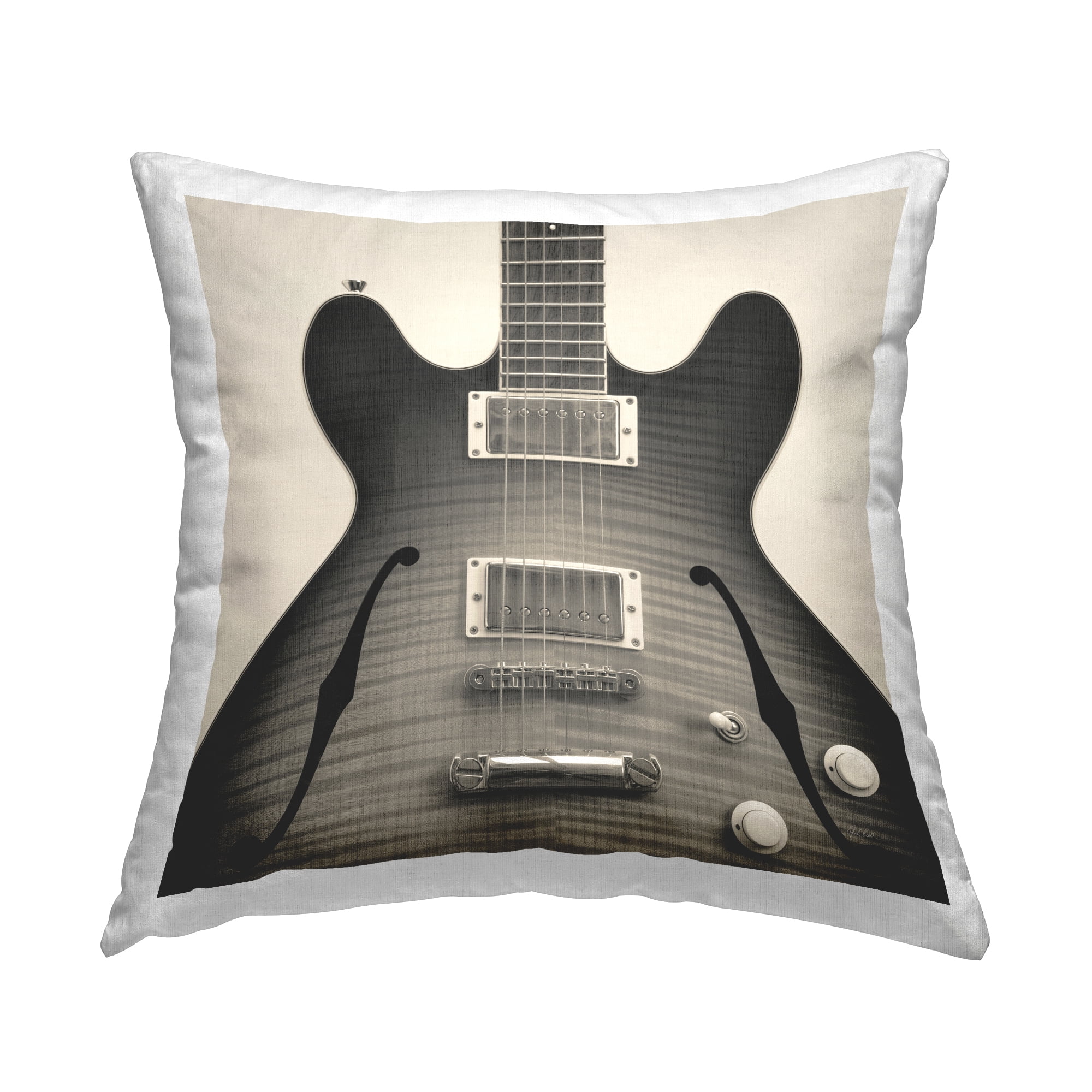 Stupell Industries Classy Electric Guitar Decorative Printed Throw Pillow Design by Deborah Revell.