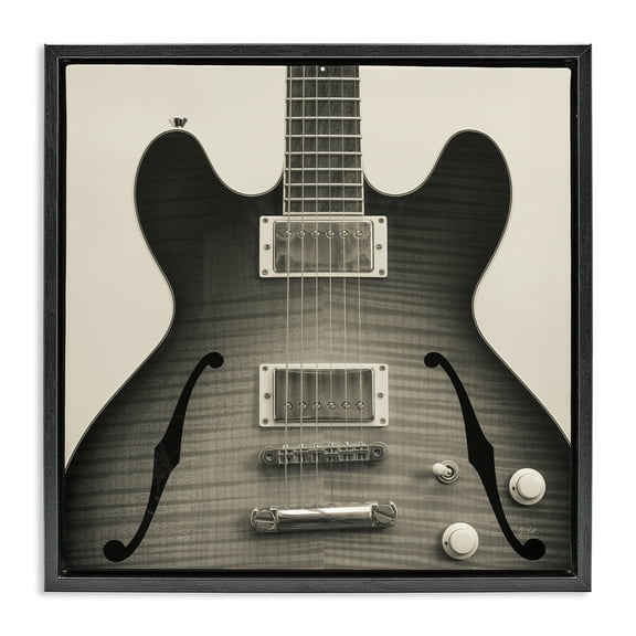 Stupell Industries Classy Electric Guitar Entertainment Photography Black Floater Framed Canvas Art Print Wall Art, 18 x 18