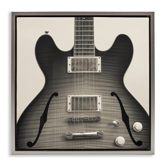 Stupell Industries Modern Classy Electric Guitar Gray Floating Frame Canvas Art, 18 x 18, by Deborah Revell