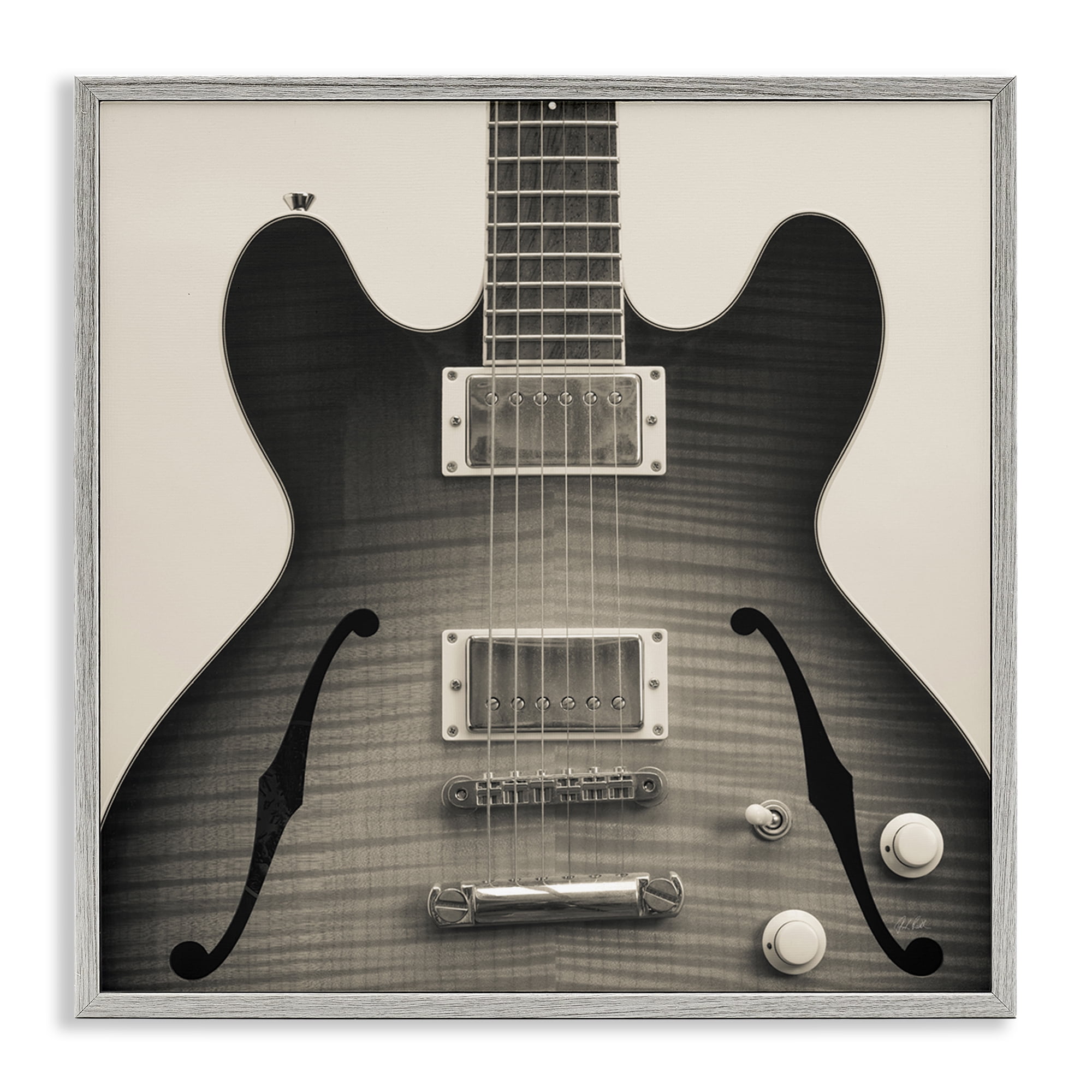 Stupell Industries Classy Electric Guitar Entertainment Photography Gray Framed Art Print Wall Art, 17 x 17