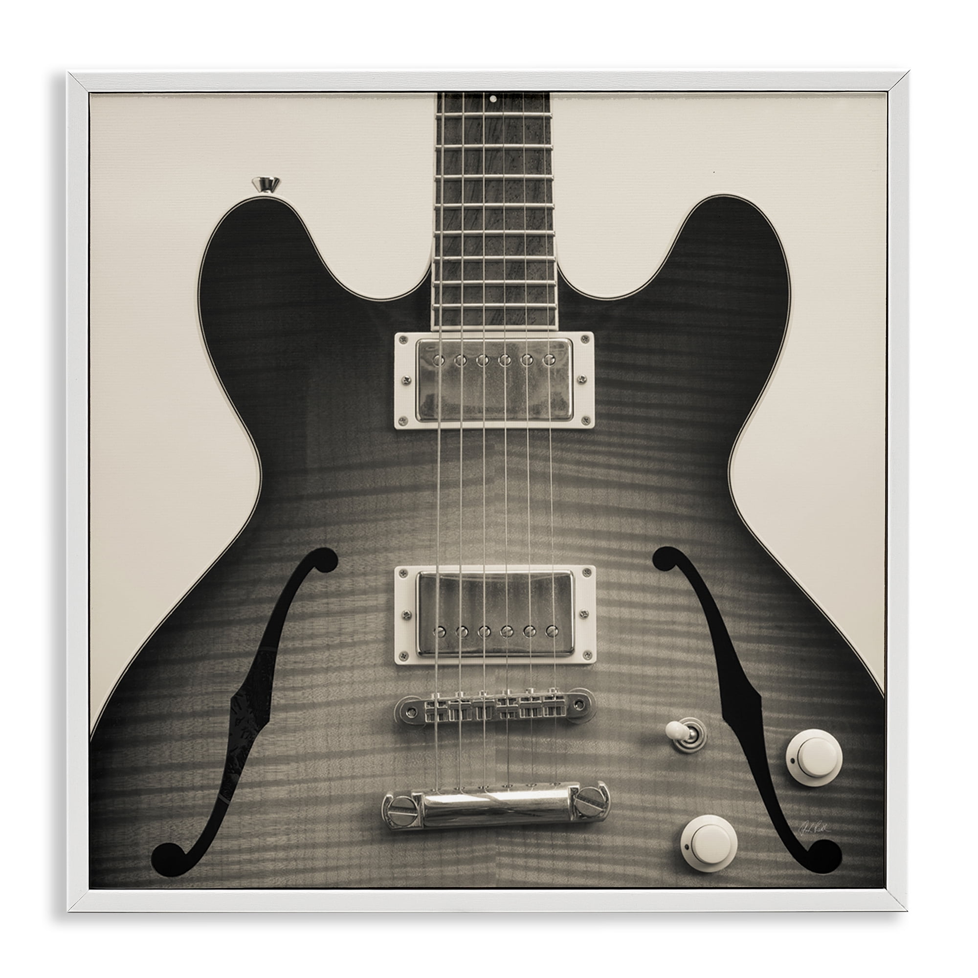 Stupell Industries Classy Electric Guitar Entertainment Photography White Framed Art Print Wall Art, 24 x 24