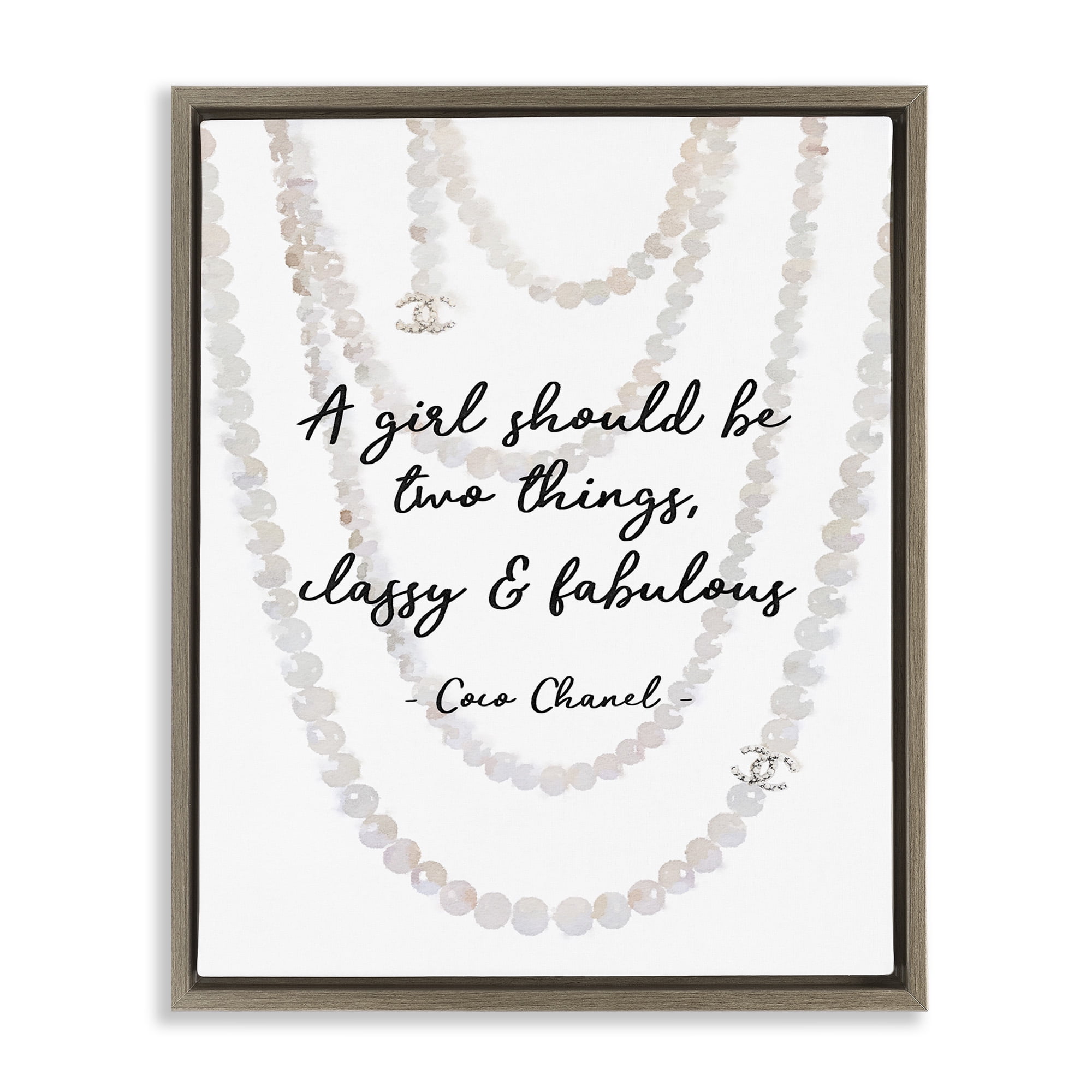 Stupell Industries Classy & Fabulous Fashion Quote Beauty & Fashion Painting Brown Floater Framed Canvas Art Print Wall Art, 17 x 21