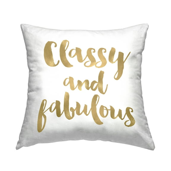 Stupell Industries Classy & Fabulous Glam Calligraphy Phrase Design by Amy Brinkman Throw Pillow