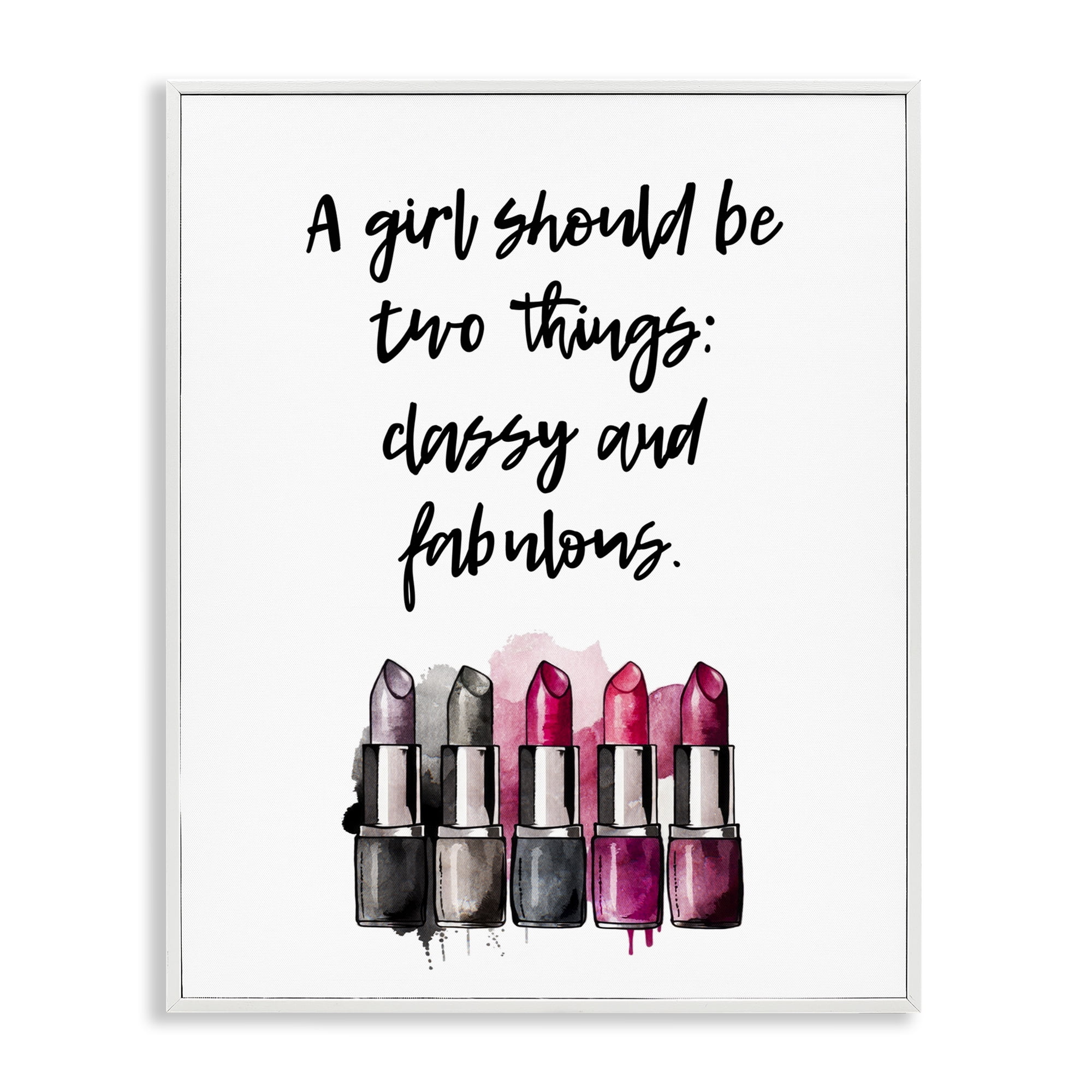 Stupell Industries Classy Fabulous Lipsticks Fashion Painting White Framed Art Print Wall Art, 16 x 20