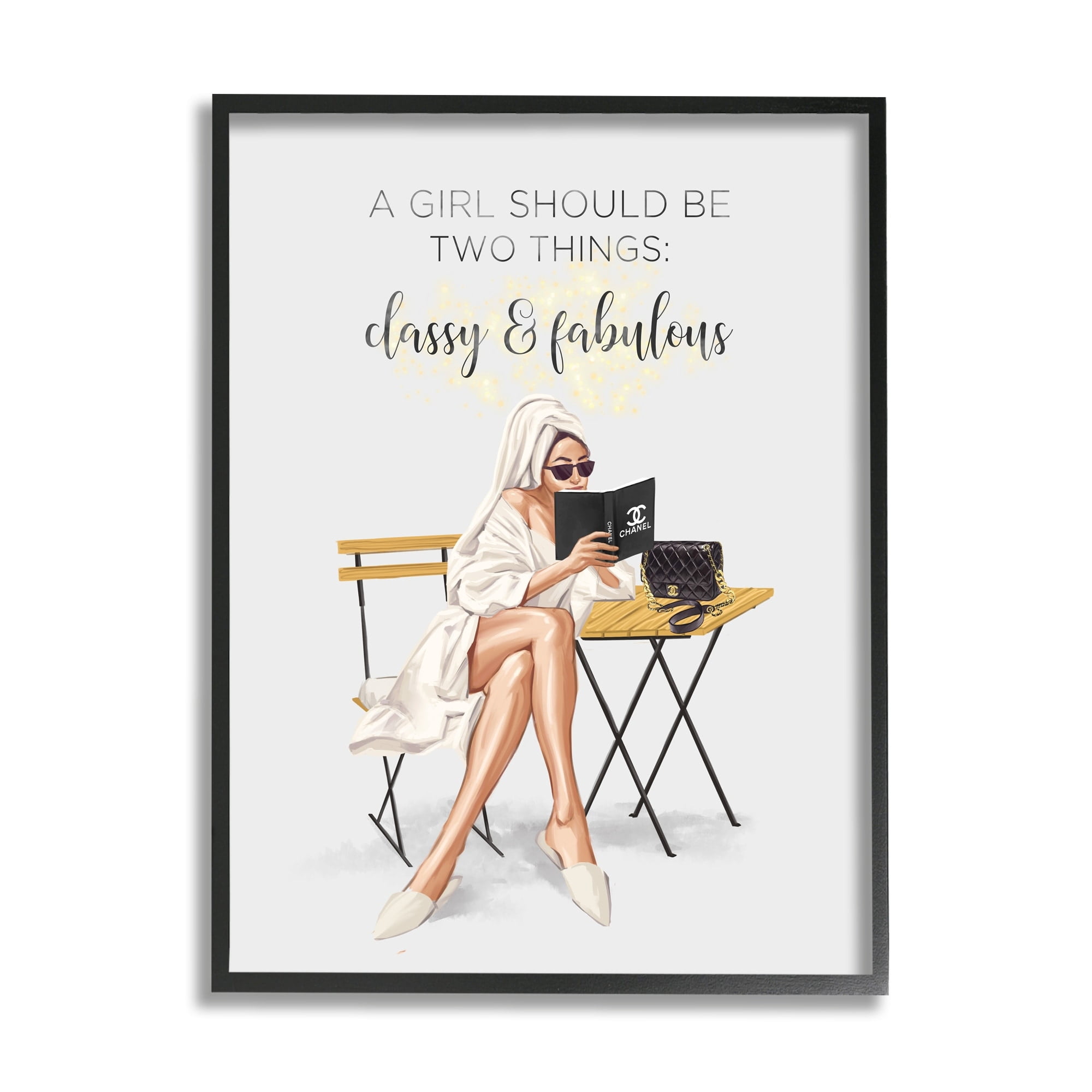 Stupell Industries Classy Fabulous Saying Designer Robe Purse Fashion Framed Wall Art, 11 x 14, Design by Ziwei Li