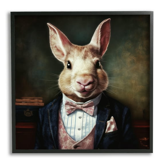 Stupell Industries Classy Fashion Rabbit Animals & Insects Painting Black Framed Art Print Wall Art, 12 x 12