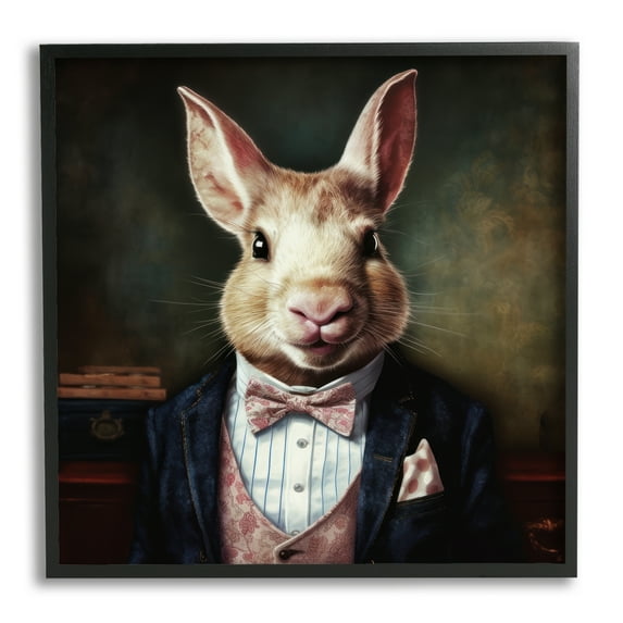 Stupell Industries Classy Fashion Rabbit Animals & Insects Painting Black Framed Art Print Wall Art, 17 x 17