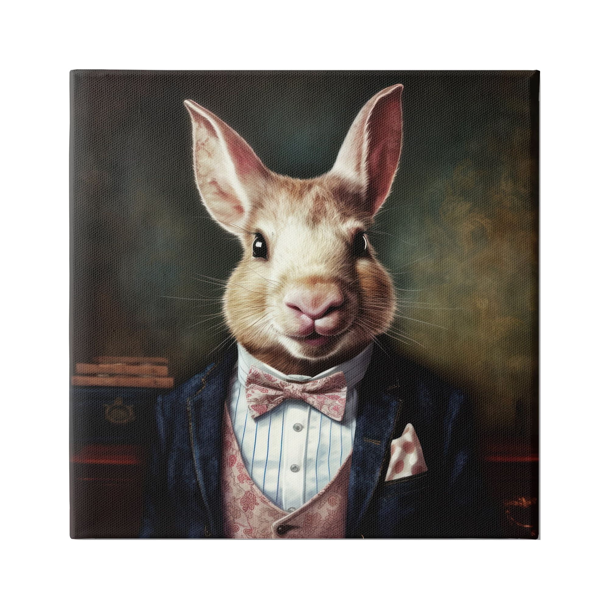 Stupell Industries Classy Fashion Rabbit Animals & Insects Painting Gallery Wrapped Canvas Art Print Wall Art, 36 x 36
