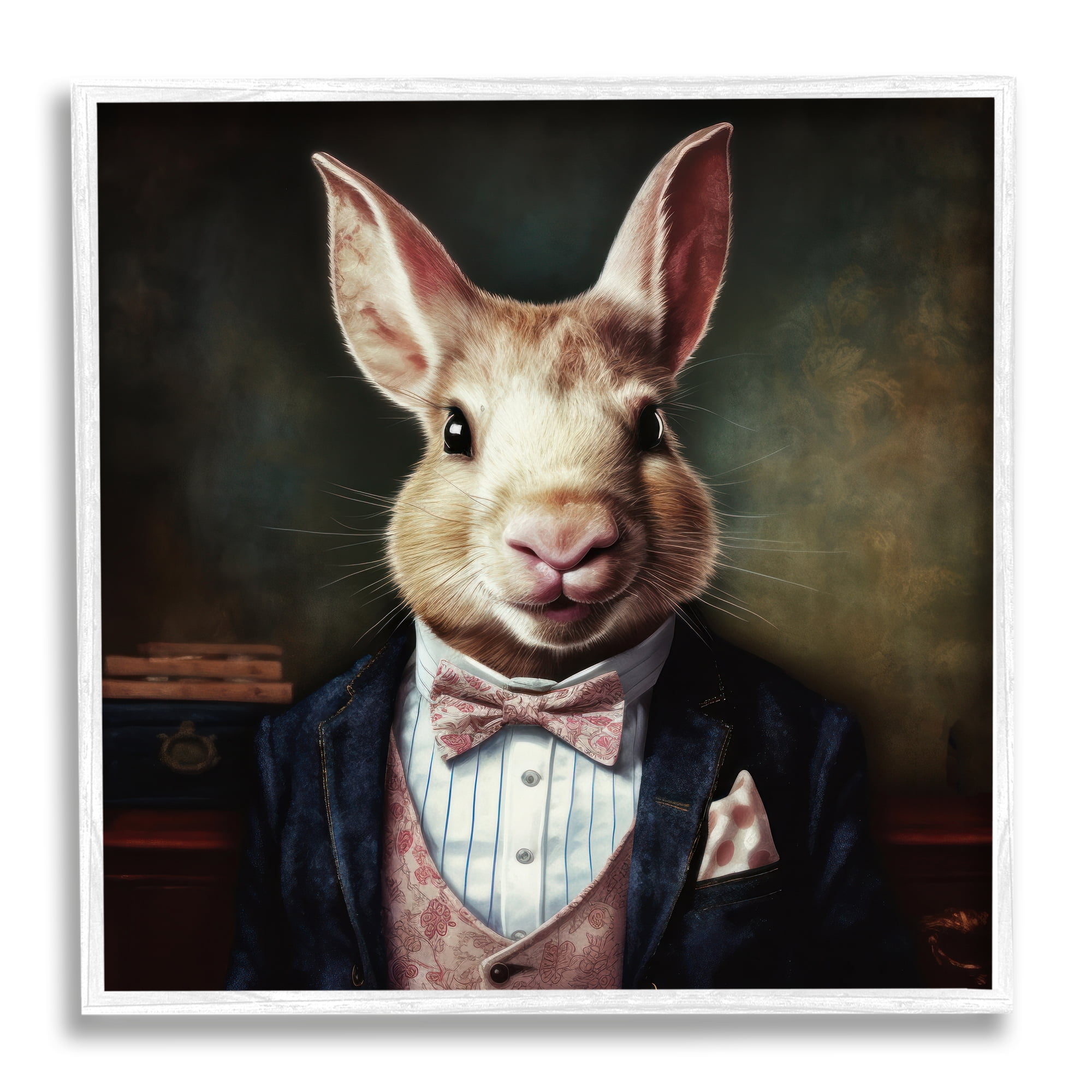 Stupell Industries Classy Fashion Rabbit Animals & Insects Painting White Framed Art Print Wall Art, 17 x 17