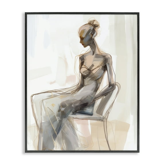 Stupell Industries Classy Figure Impression People Painting Black Framed Art Print Wall Art, 11 x 14