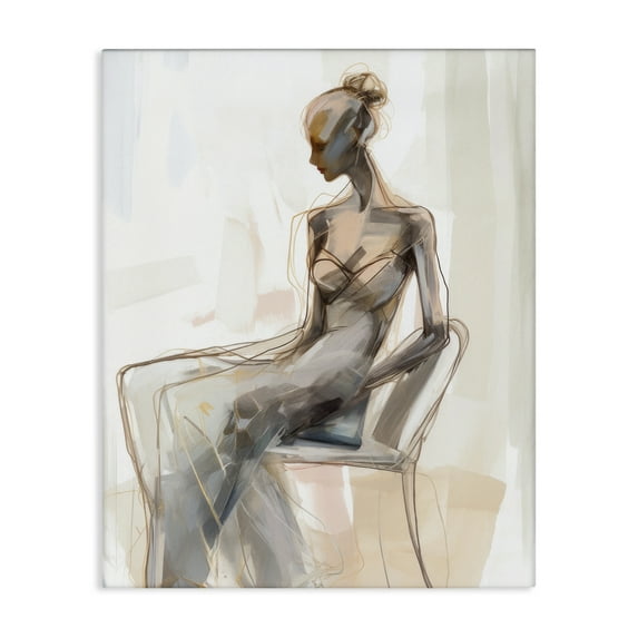 Stupell Industries Classy Figure Impression People Painting Wrapped Canvas Art Print Wall Art, 16 x 20