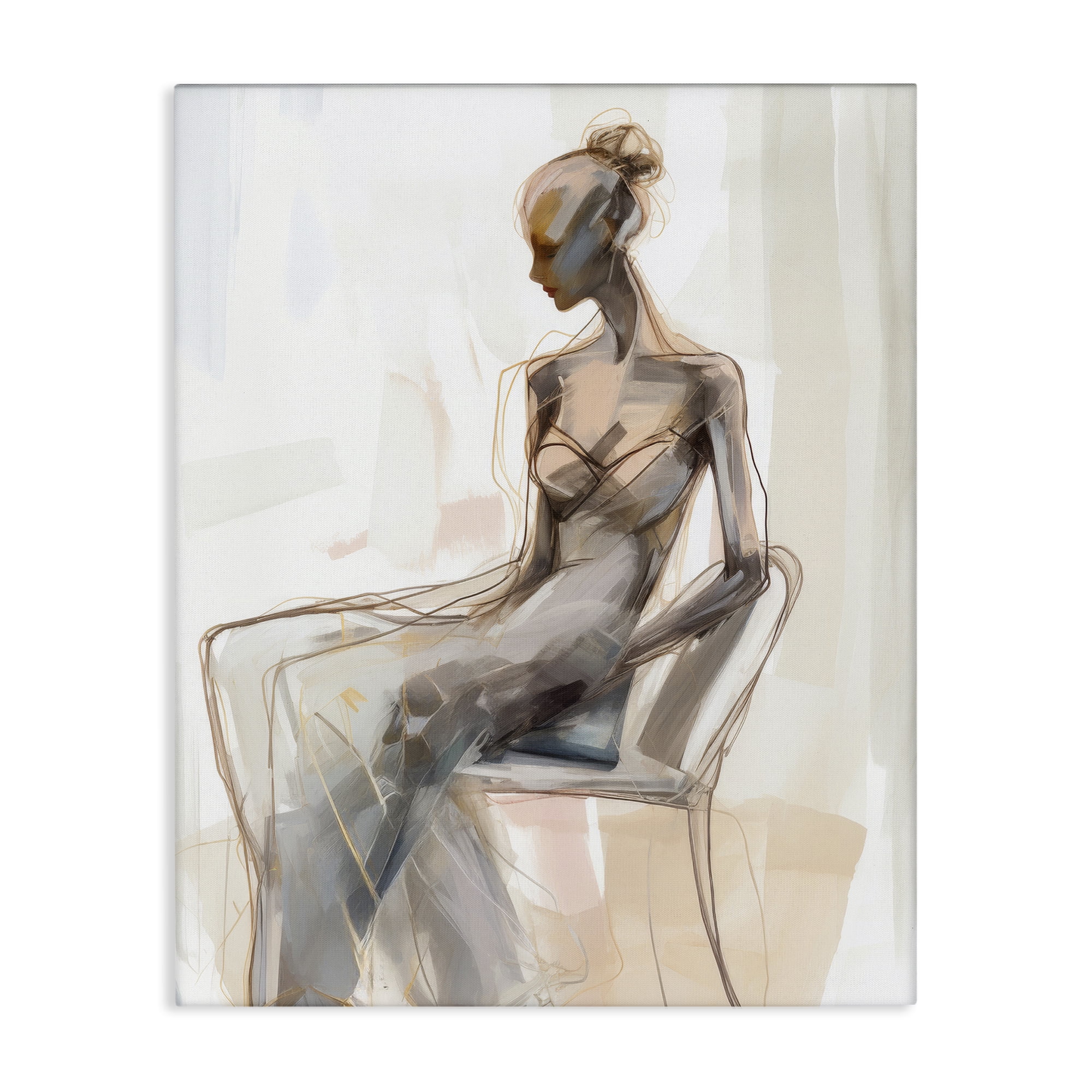 Stupell Industries Classy Figure Impression People Painting Wrapped Canvas Art Print Wall Art, 24 x 30