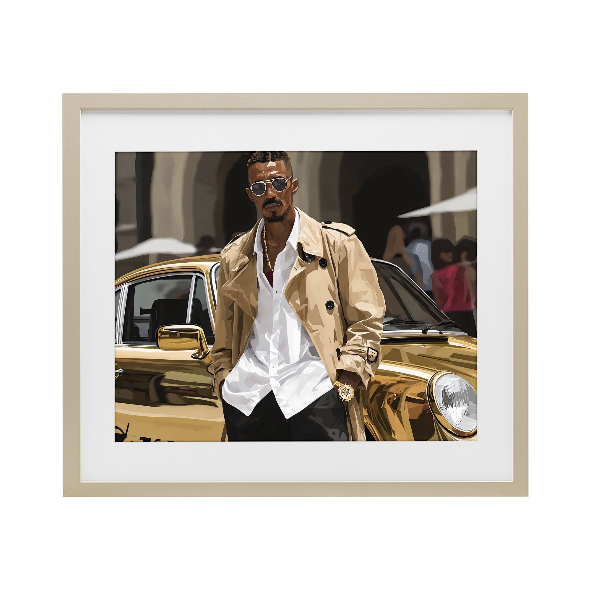 Stupell Industries Classy Gilded Sportscar & Driver Birch Framed Print Under Glass, design by Franklyn Gregory