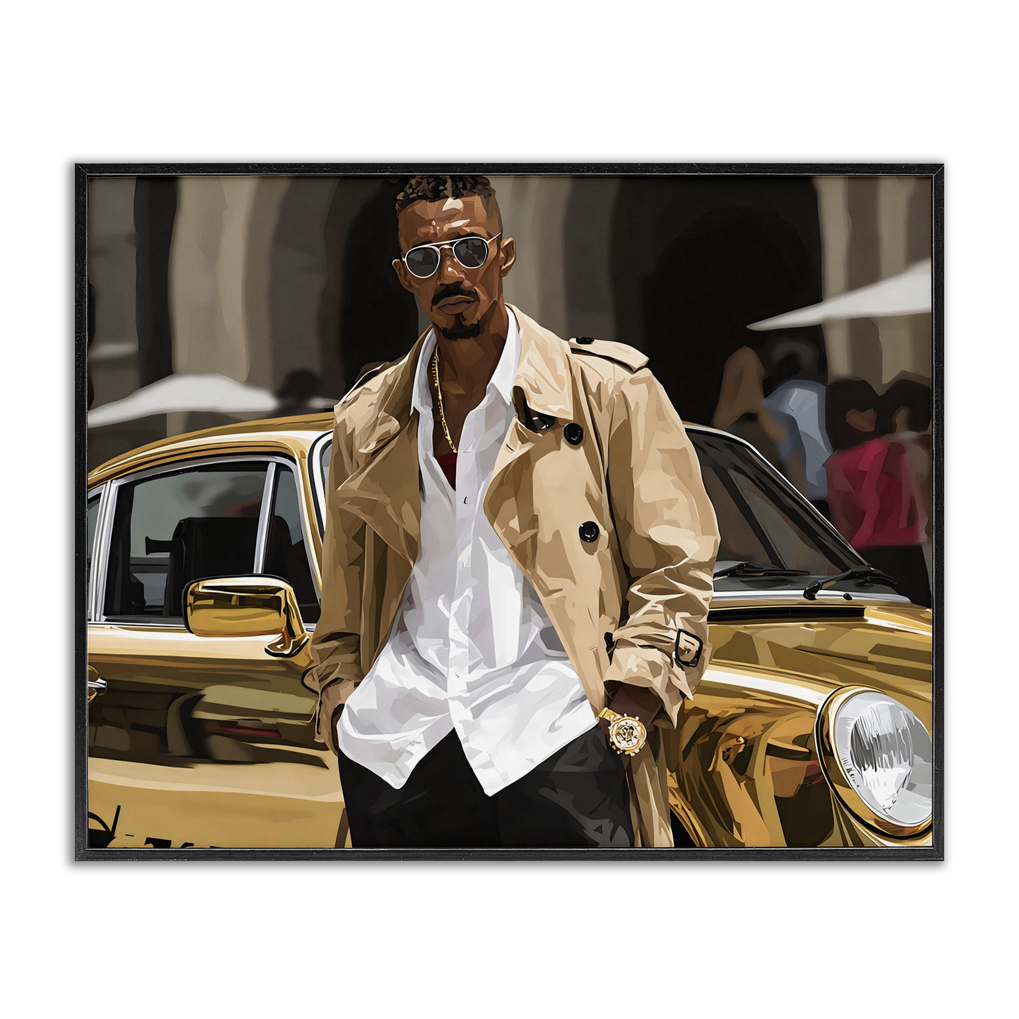 Stupell Industries Classy Gilded Sportscar & Driver Black Framed Giclee Art, design by Franklyn Gregory