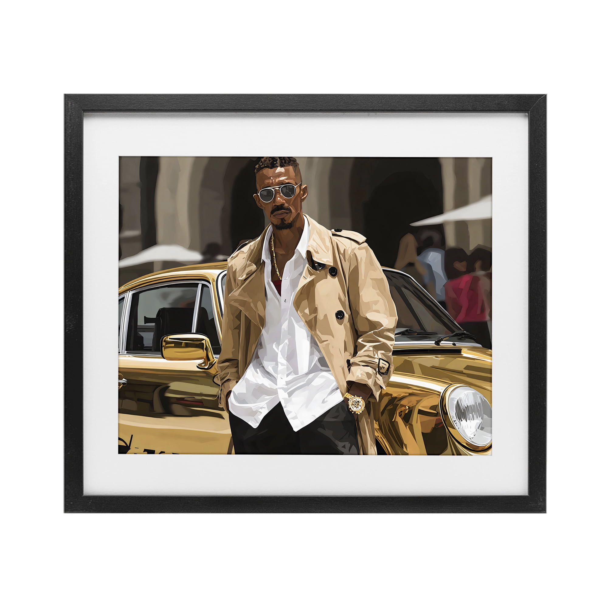 Stupell Industries Classy Gilded Sportscar & Driver Black Framed Print Under Glass, design by Franklyn Gregory