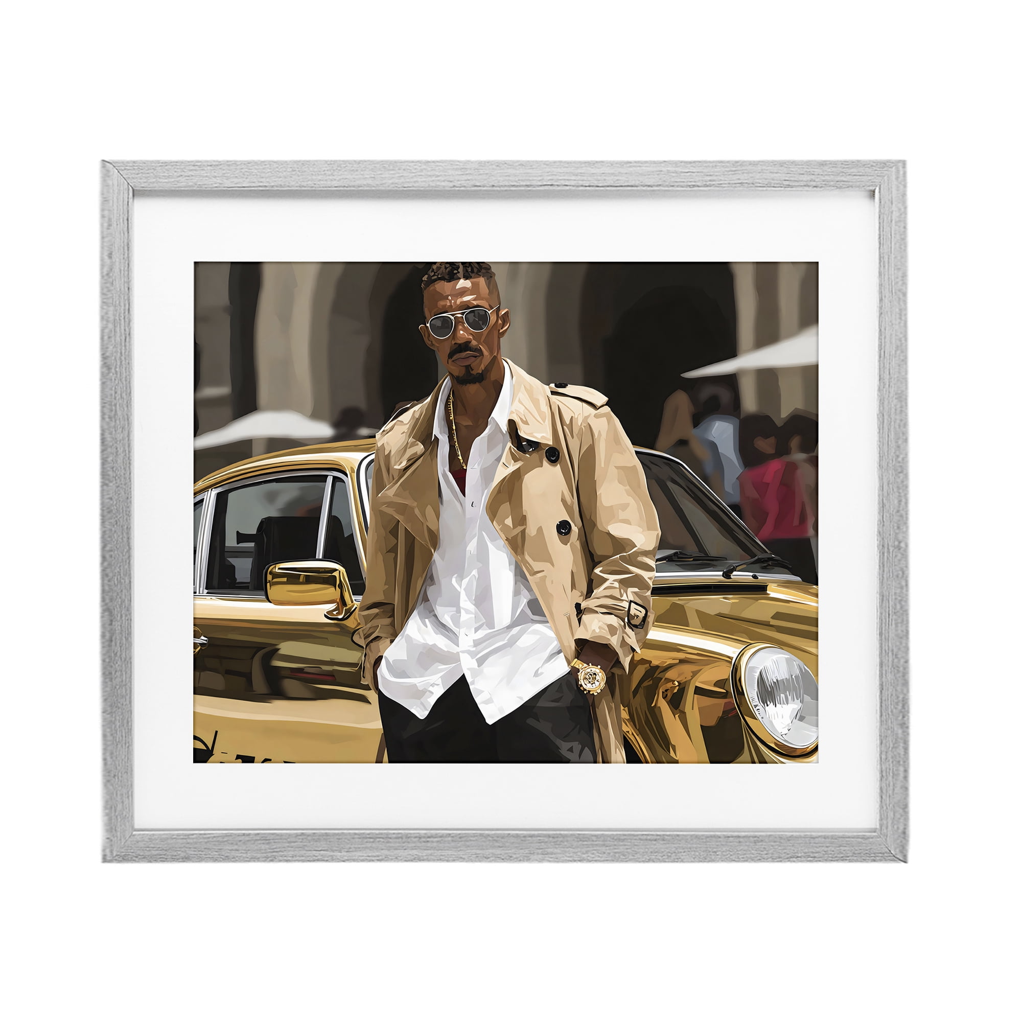 Stupell Industries Classy Gilded Sportscar & Driver Gray Framed Print Under Glass, design by Franklyn Gregory