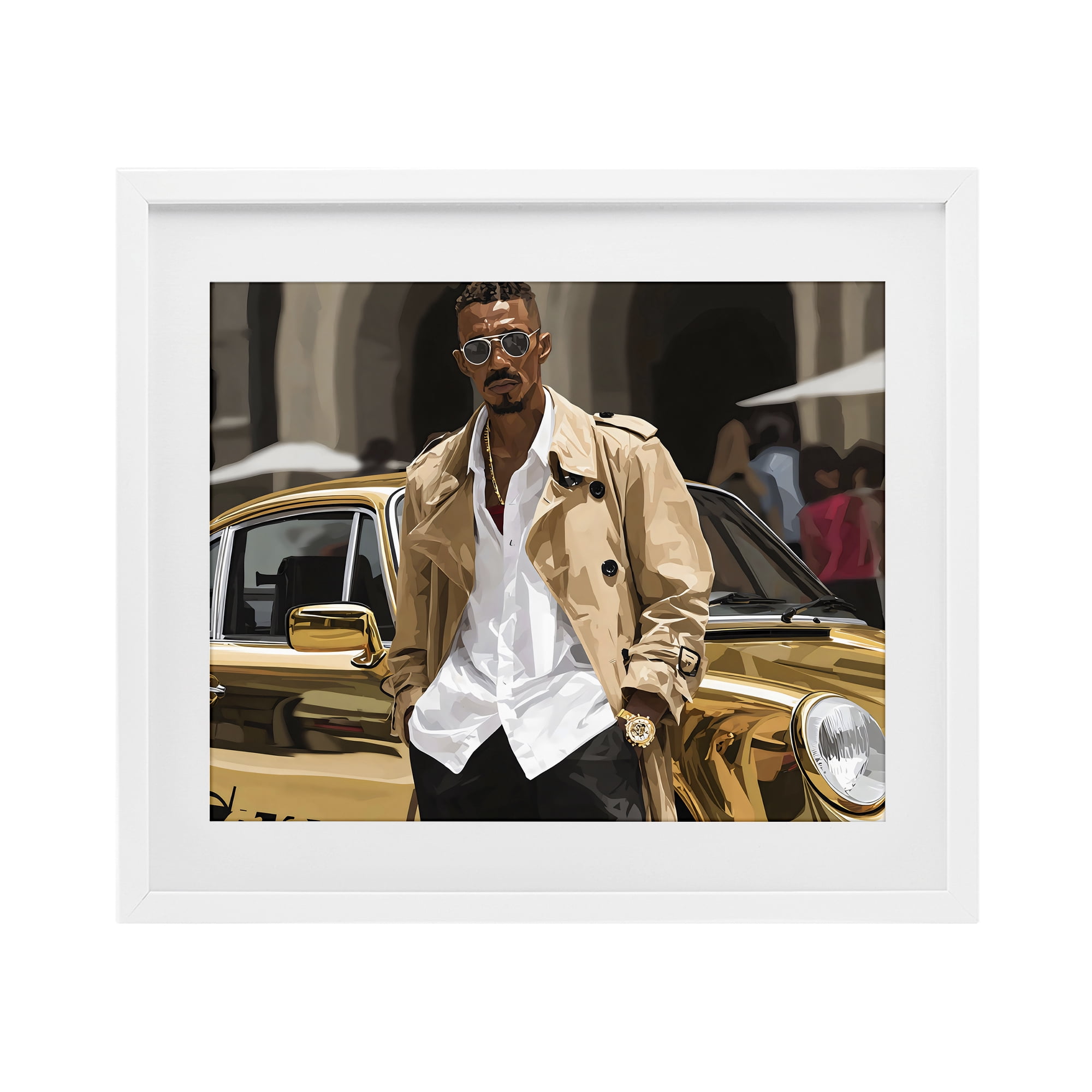 Stupell Industries Classy Gilded Sportscar & Driver White Framed Print Under Glass, design by Franklyn Gregory