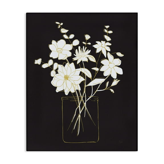 Stupell Industries Classy Jar of Flowers Botanical & Floral Painting Gallery Wrapped Canvas Art Print Wall Art, 16 x 20