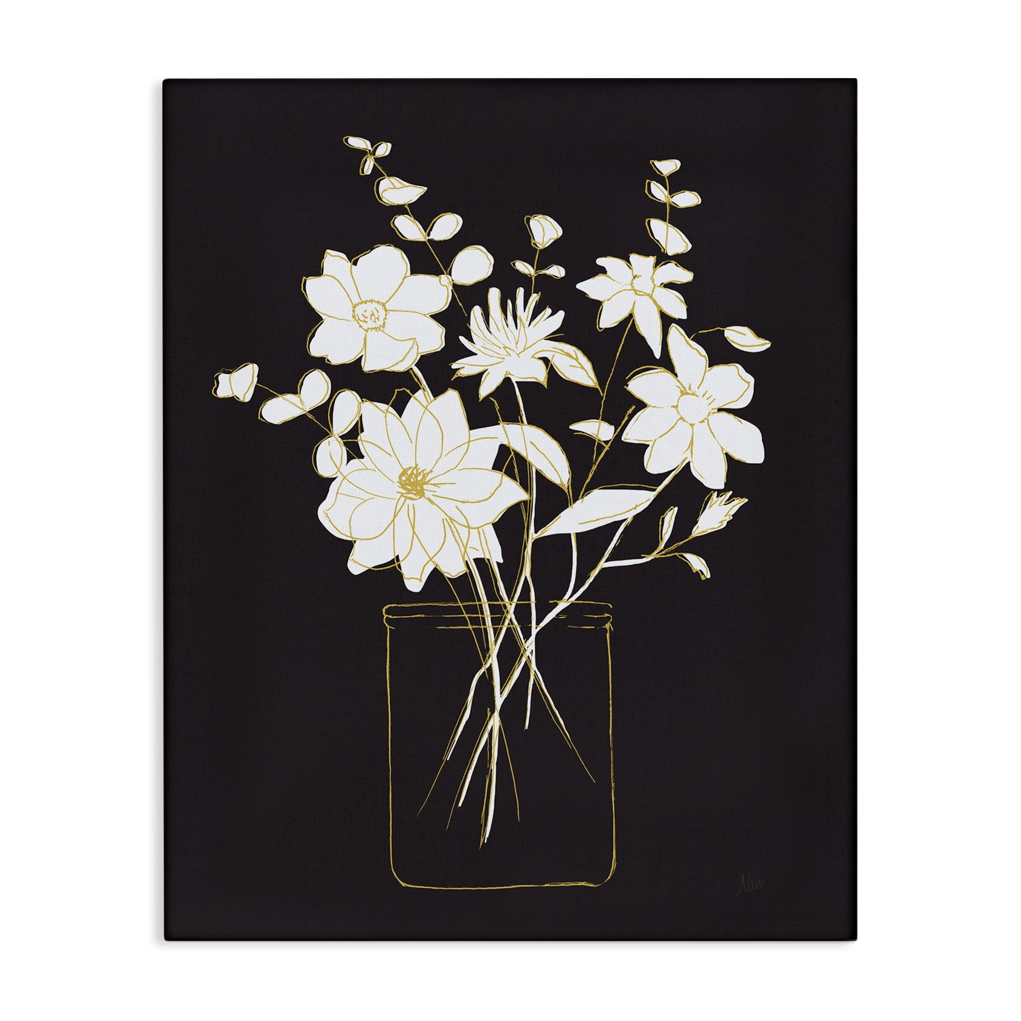 Stupell Industries Classy Jar of Flowers Botanical & Floral Painting Gallery Wrapped Canvas Art Print Wall Art, 24 x 30
