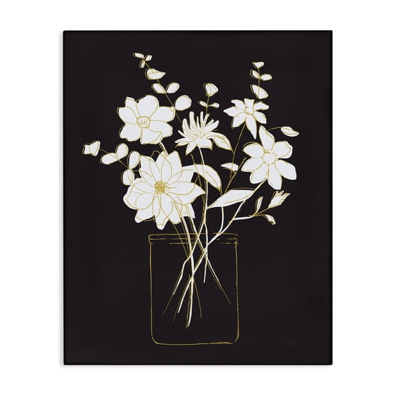 Stupell Industries Classy Jar of Flowers Botanical & Floral Painting Gallery Wrapped Canvas Art Print Wall Art, 24 x 30