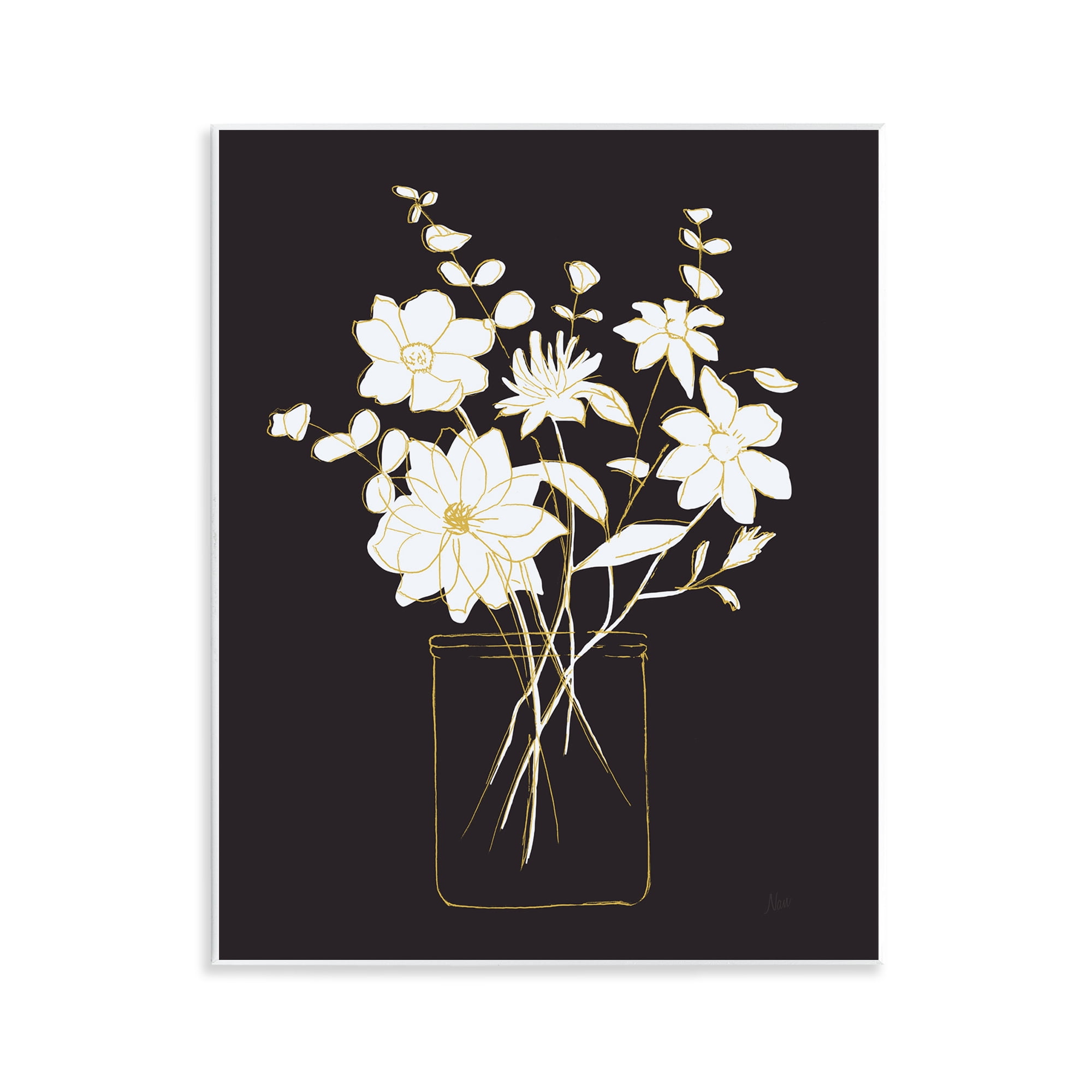 Stupell Industries Classy Jar of Flowers Botanical & Floral Painting Unframed Art Print Wall Art, 11 x 14
