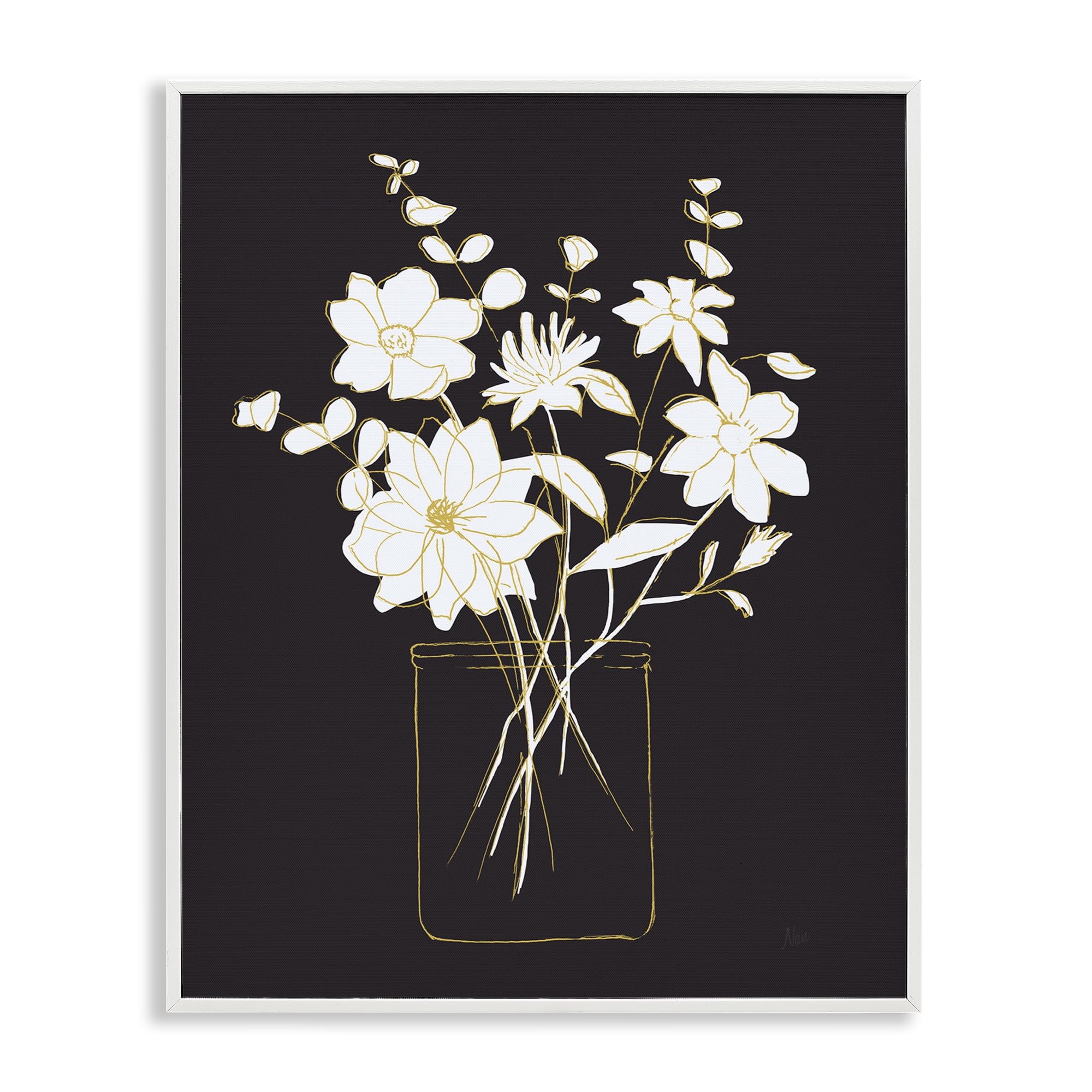 Stupell Industries Classy Jar of Flowers Botanical & Floral Painting White Framed Art Print Wall Art, 24 x 30