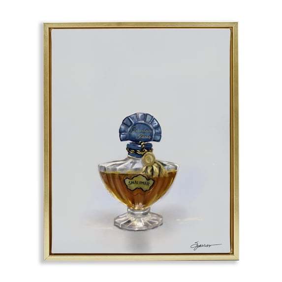 Classy Luxury Perfume Bottle Gold Floating Frame Canvas Art, 17 x 21, Made In USA
