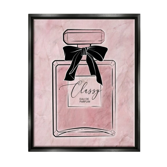 Stupell Industries Classy Pink Perfume Beauty & Fashion Painting Black Floater Framed Canvas Art Print Wall Art, 17 x 21
