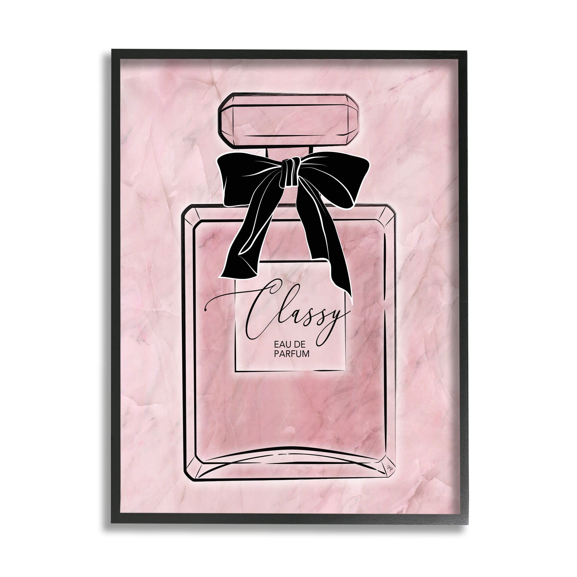 Stupell Industries Classy Pink Perfume Beauty & Fashion Painting Black Framed Art Print Wall Art, 24 x 30
