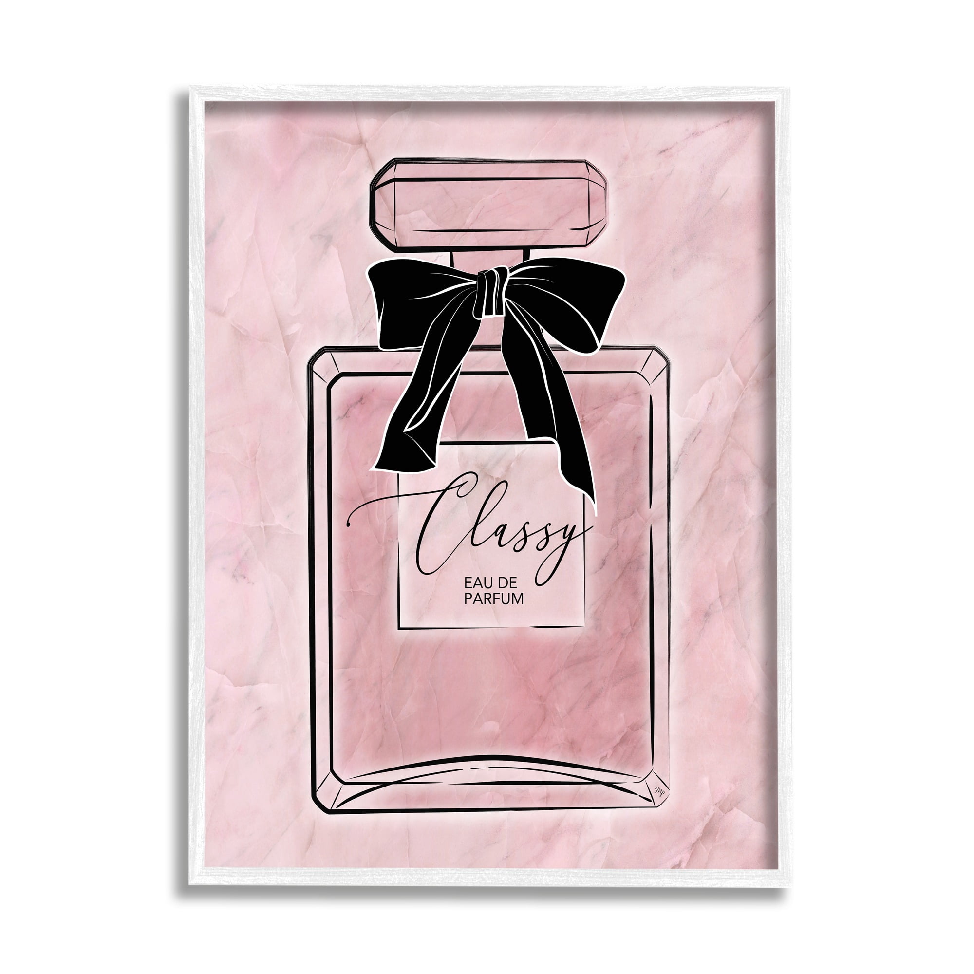 Stupell Industries Classy Pink Perfume Beauty & Fashion Painting White Framed Art Print Wall Art, 11 x 14