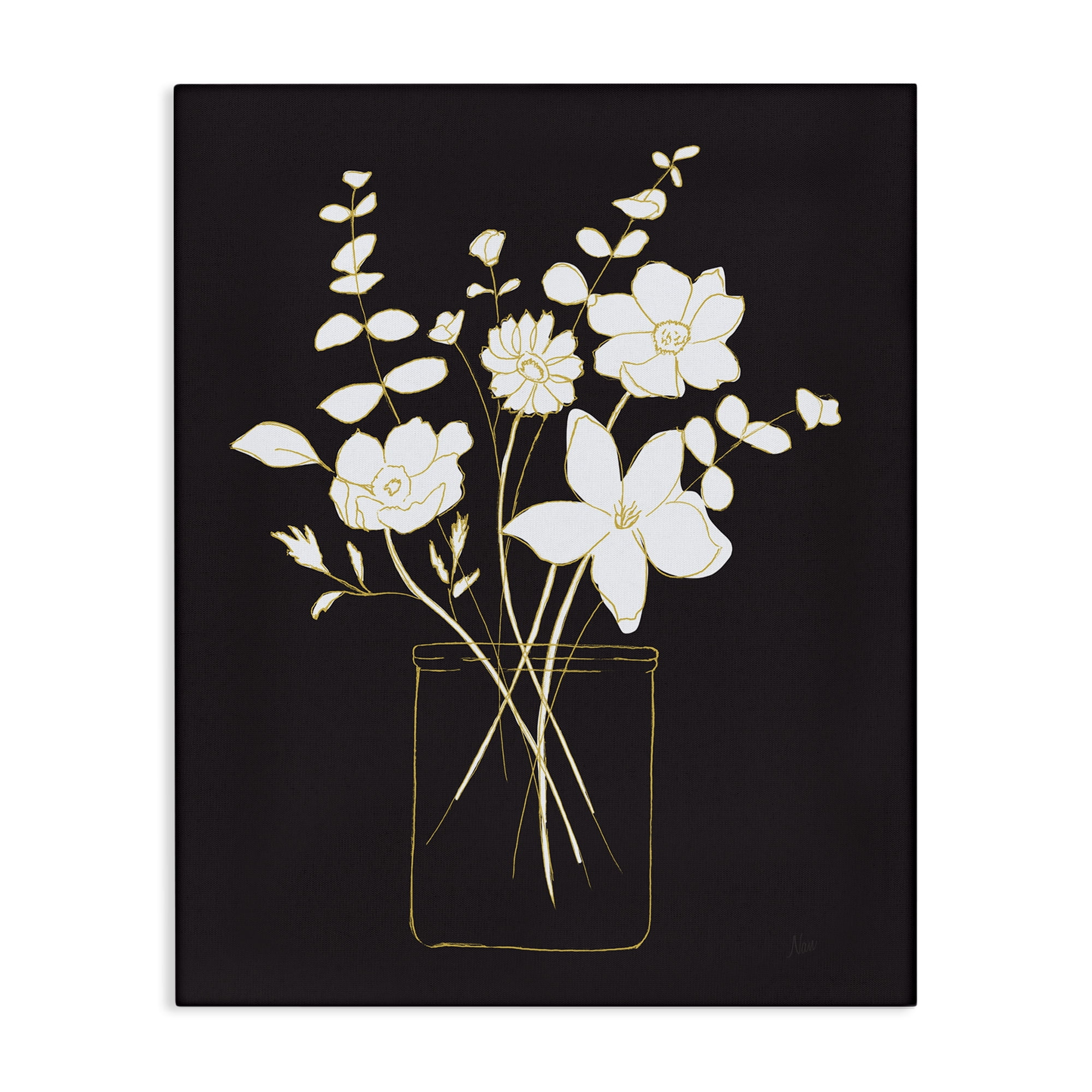 Stupell Industries Classy White Flowers Botanical & Floral Painting Gallery Wrapped Canvas Art Print Wall Art, 24 x 30