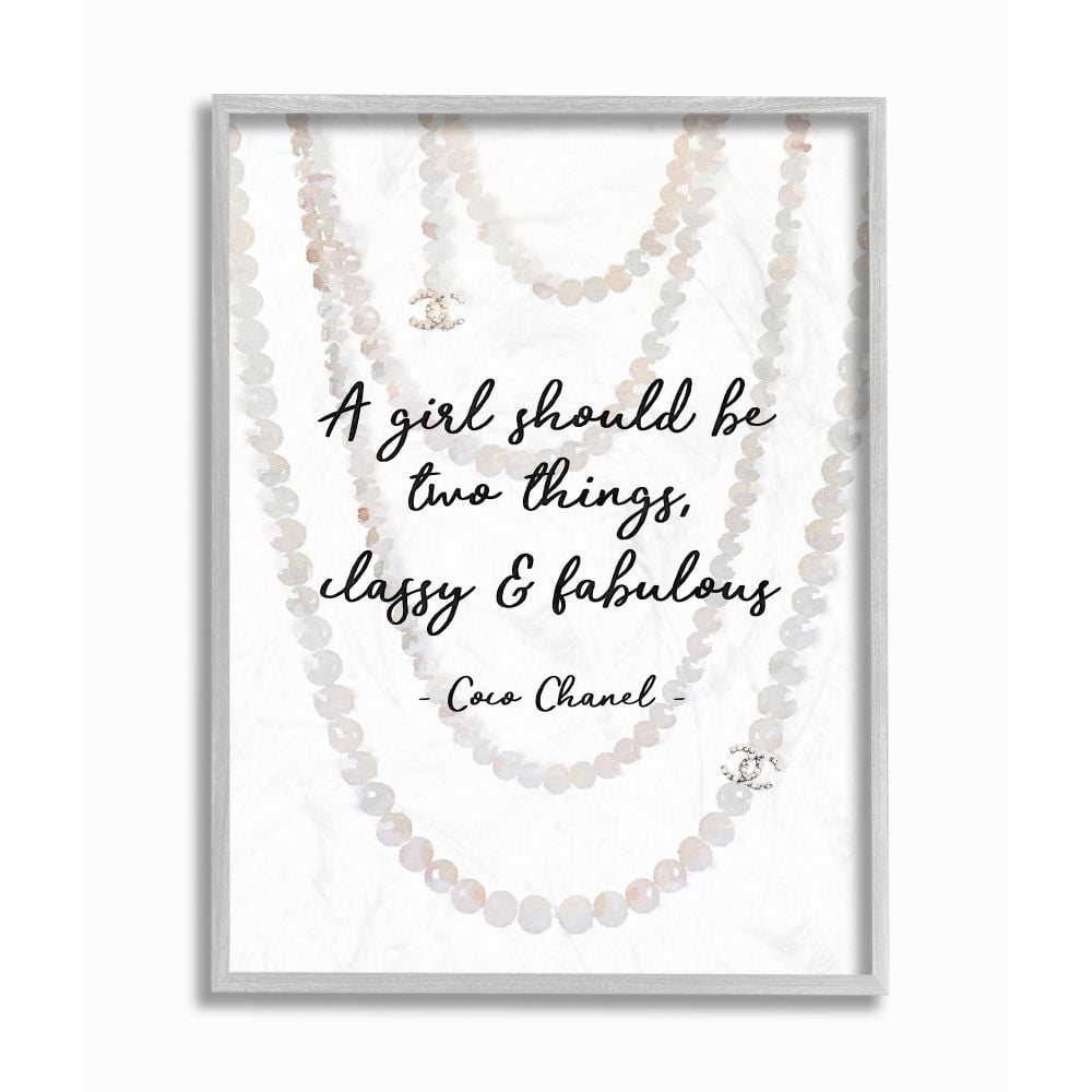 Stupell Industries Classy and Fabulous Fashion Quote with Pearls Framed Wall Art by Amanda Greenwood