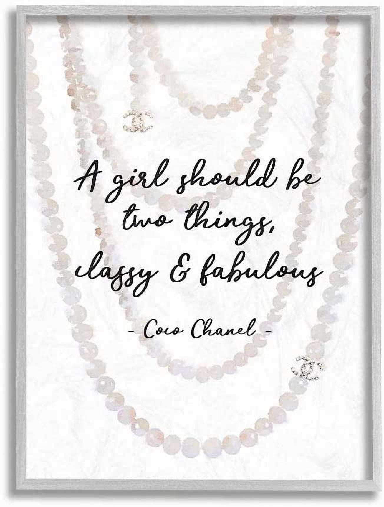 Stupell Industries Classy and Fabulous Fashion Quote with Pearls Graphic Art Gray Framed Art Print Wall Art, 11x14, by Amanda Greenwood