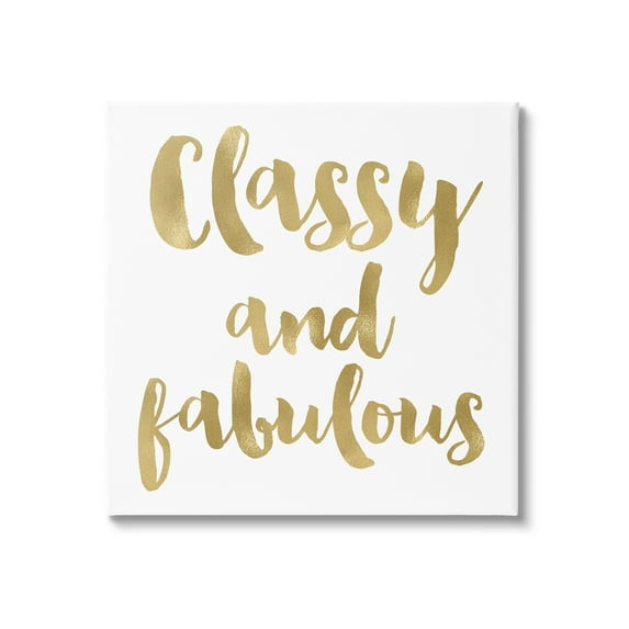 Stupell Industries Classy and Fabulous Glam Detail Calligraphy Phrase Canvas Wall Art, 17 x 17, Design by Amy Brinkman