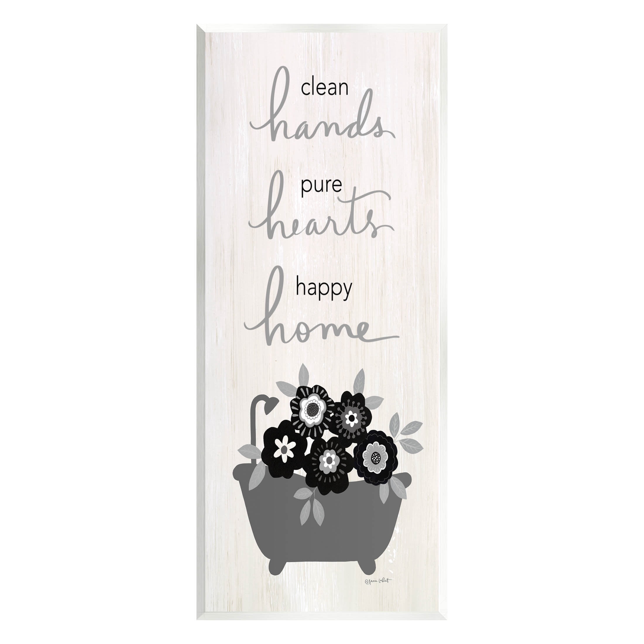 Stupell Industries Clean Hands Pure Hearts Floral Bathroom Graphic Art Unframed Art Print Wall Art, Design by Anna LaPoint