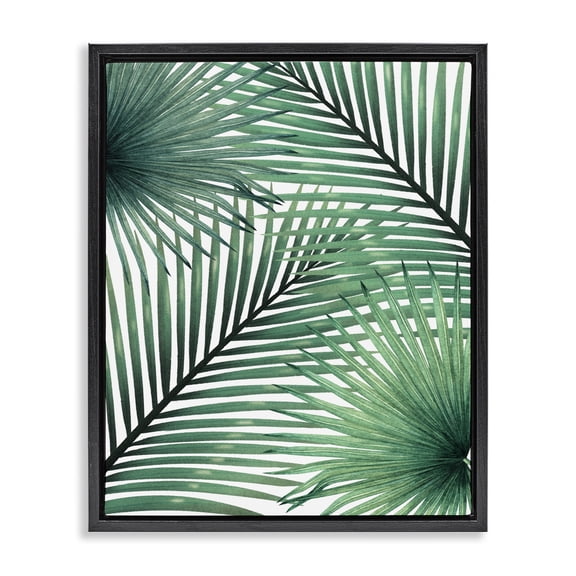 Stupell Industries Clean Tropics Layered Palms Black Framed Floater Canvas Wall Art design by Unknown, 21 x 17