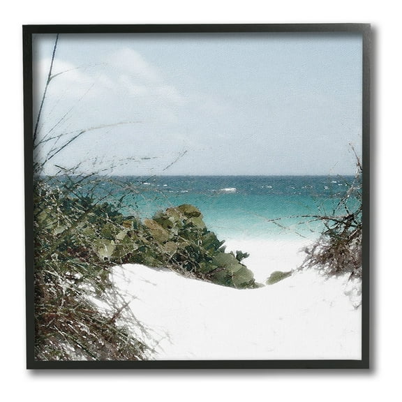 Stupell Industries Clear Beach Scenery Landscape Photography Black Framed Art Print Wall Art, 12 x 12