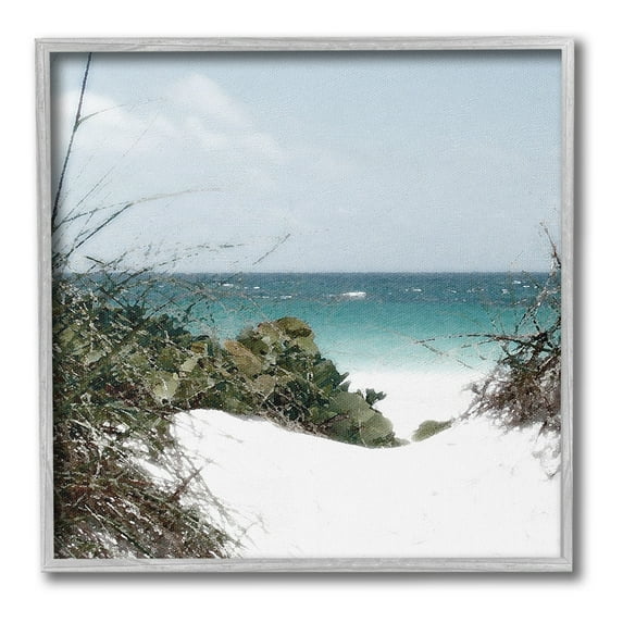 Stupell Industries Clear Beach Scenery Landscape Photography Gray Framed Art Print Wall Art, 12 x 12