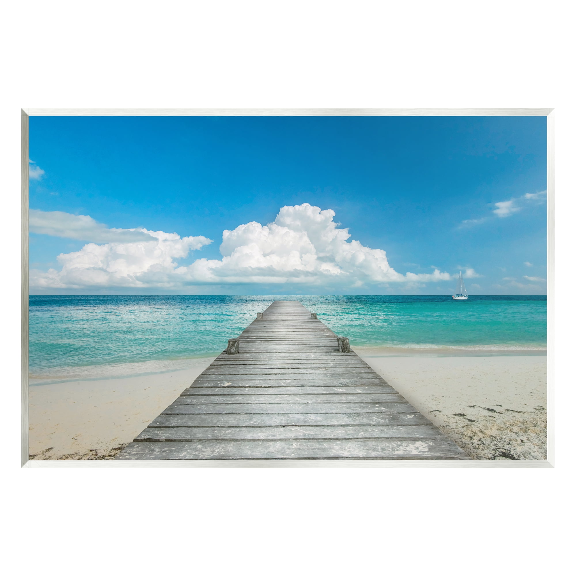 Stupell Industries Clear Blue Beach Sky Nature Photography Unframed Art ...
