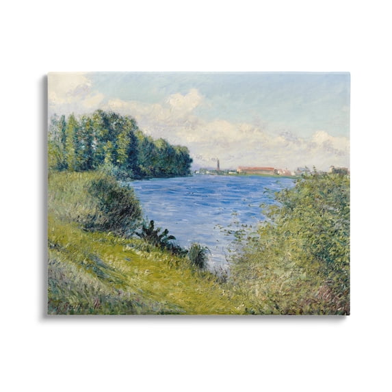 Stupell Industries Clear Blue Water Seaside Rural Grassland Trees Painting Gallery Wrapped Canvas Print Wall Art, Design by Lettered and Lined