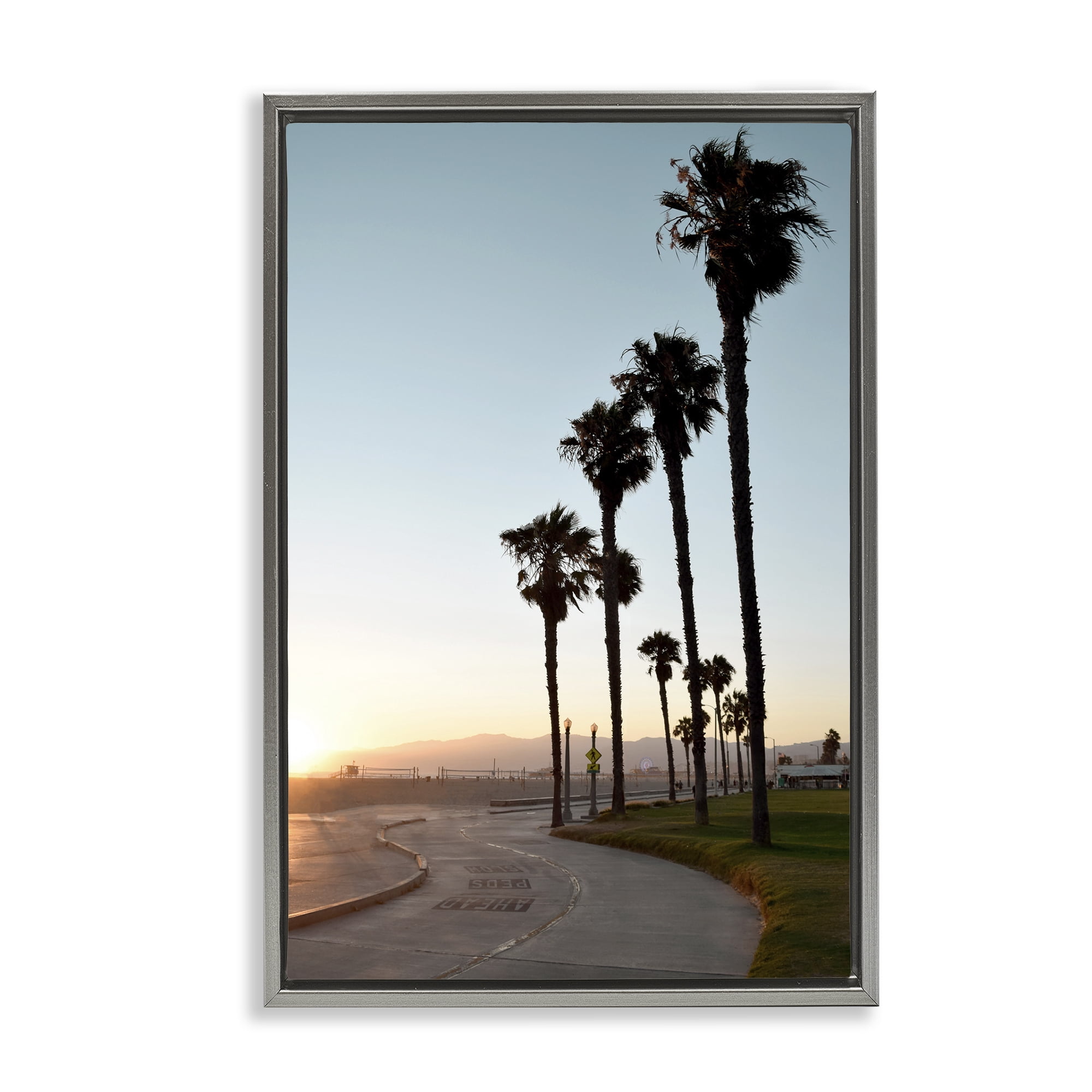 Stupell Industries Clear Day Palm Trees Landscape & Nature Photography Gray Floater Framed Canvas Art Print Wall Art, 21 x 31