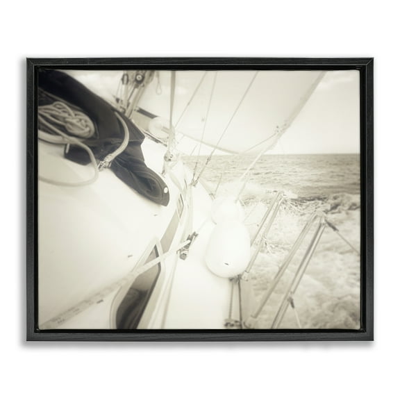 Stupell Industries Clear Day Sailing Transportation Photography Black Floater Framed Canvas Art Print Wall Art, 21 x 17