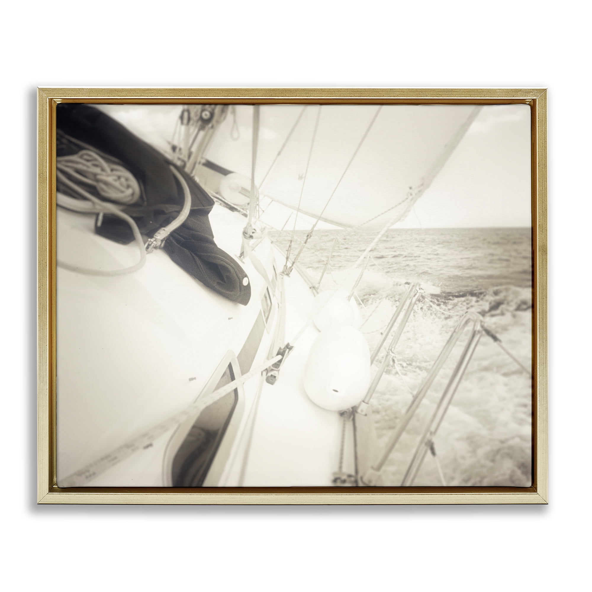 Stupell Industries Clear Day Sailing Transportation Photography Gold Floater Framed Canvas Art Print Wall Art, 31 x 25