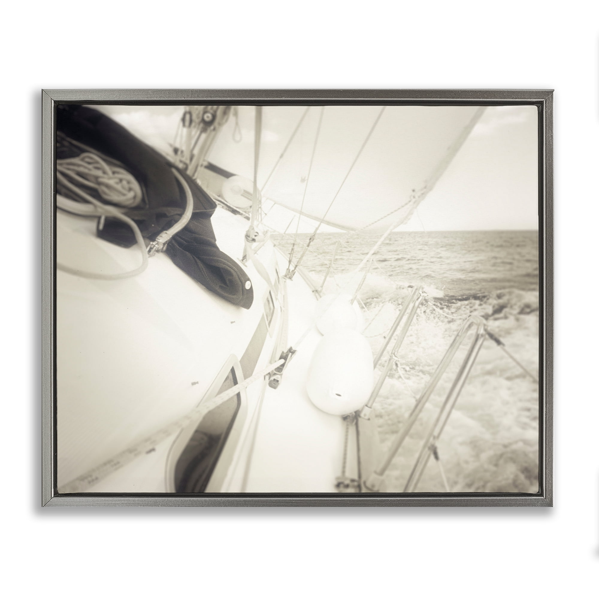 Stupell Industries Clear Day Sailing Transportation Photography Gray Floater Framed Canvas Art Print Wall Art, 21 x 17