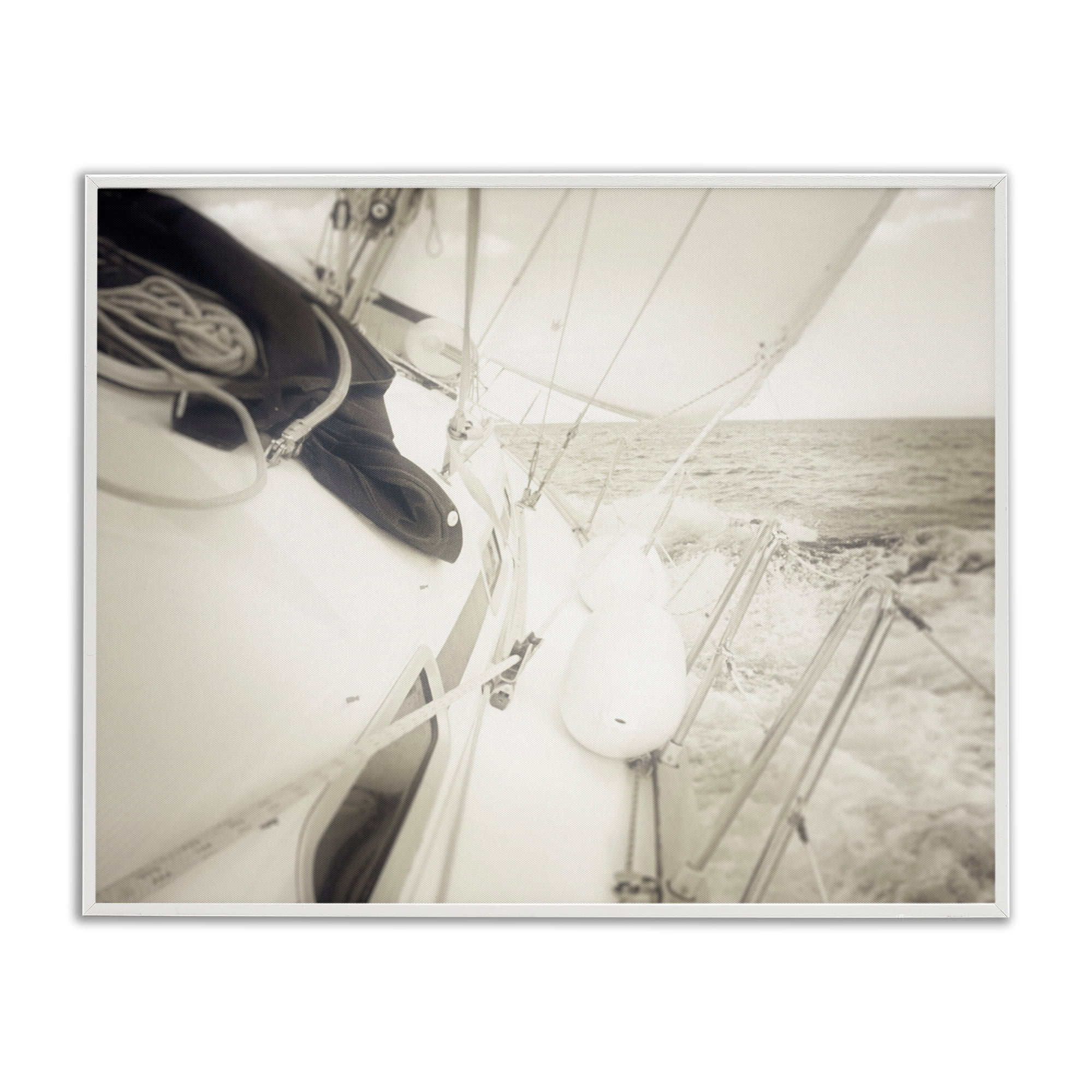 Stupell Industries Clear Day Sailing Transportation Photography White Framed Art Print Wall Art, 14 x 11